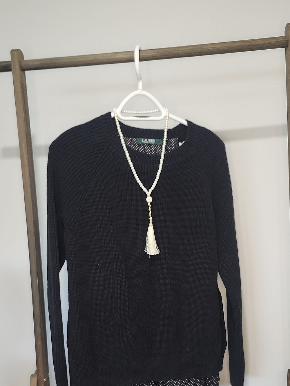 Lauren Ralph Lauren Black Ribbed Crew Sweater